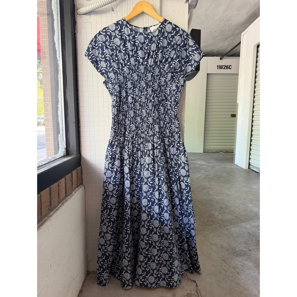 Hyacinth House Tuckernuck Keeley Smocked Cotton Floral Maxi Dress Womens M Med - Picture 2 of 10